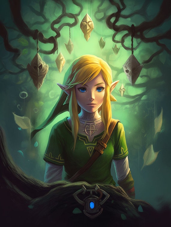 Link Legend of Zelda: Tears of the Kingdom Fan Art Close Up Portrait  Digital Image