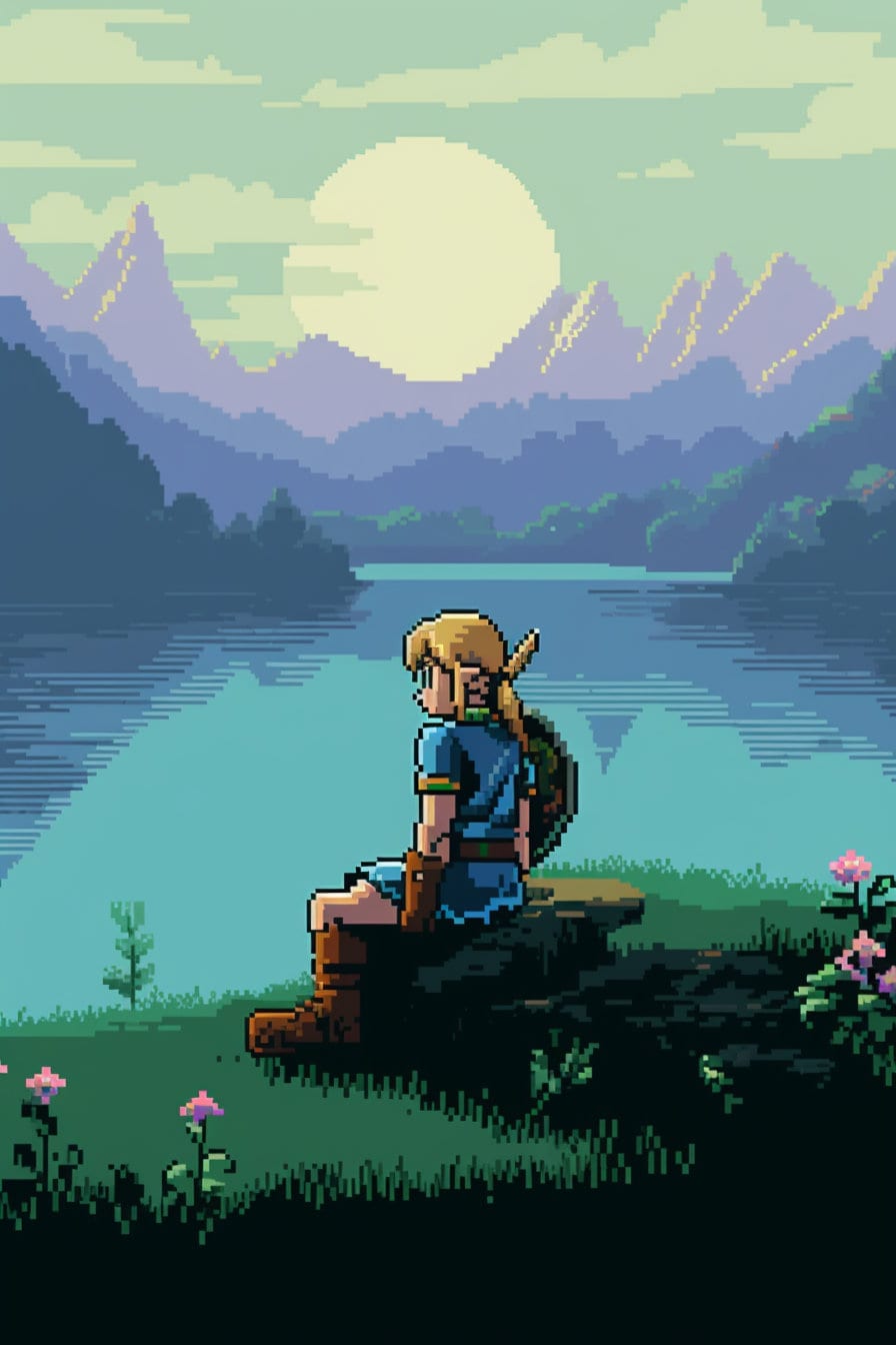 Link (Zelda) - Adesivo de Parede em Pixel Art