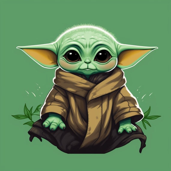 Cute Baby Yoda Star Wars Mandalorian Digital Image .PNG File