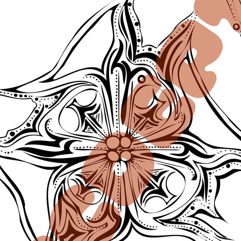 Black and White Abstract Flower Wall Art Printable PDF Etsy