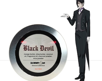 Bálsamo corporal hidratante con temática de anime Black Devil / Cuidado de la piel / Regalo para otakus