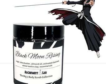 Black Moon Rising Anime Sugar Scrub – Kawaii Body Exfoliator, Smooth Skin Scrub, Great Gift for Him