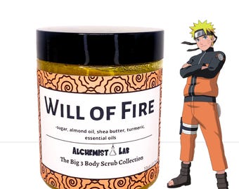 Will of Fire Kawaii Body Scrub Anime Inspired – Exfoliating Sugar Scrub, Soft & Glowing Skin