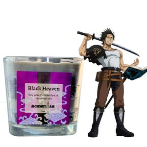 Yami&#39;s Black Heaven 13oz Soy Wax Cologne Scented Anime Candle, Home Decor, and Gift