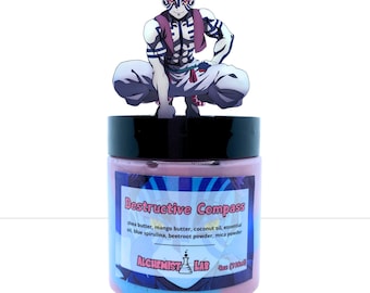 Crema corporal batida con diseño de brújula destructiva estilo anime kawaii / Hidratante suavizante / Cuidado de la piel otaku
