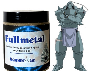 Exfoliante corporal de miel y avena inspirado en el anime Fullmetal Alchemist / Piel sensible / Sin perfume / Exfoliante suave