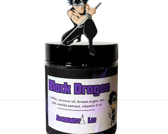 Black Dragon Anime Coffee Brown Sugar & Sea Salt Body Scrub – Kawaii Exfoliating Spa Scrub, Soft Skin Gift