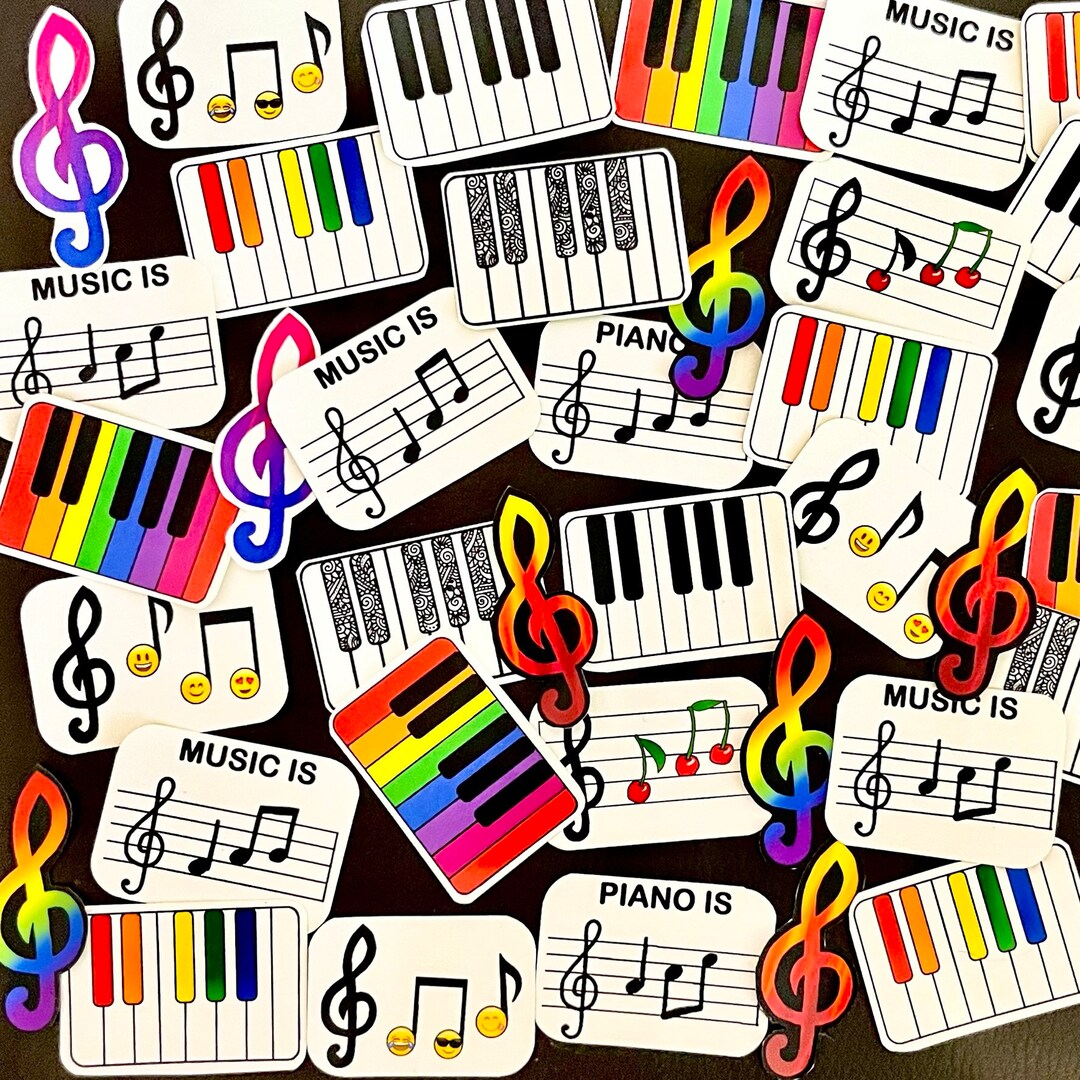 Music Decal Stickers Piano Music Notes Colourful Rainbow Etsy