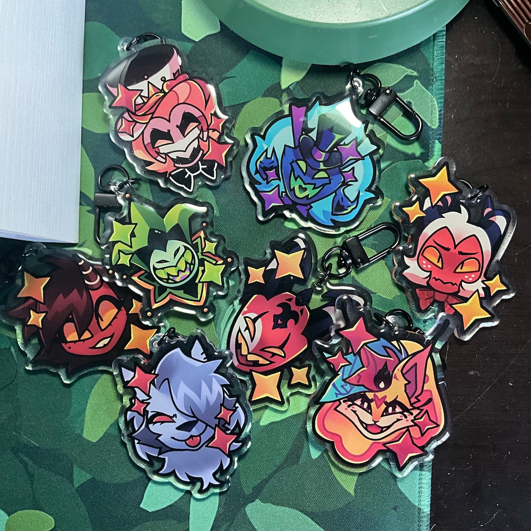 【公式】へルヴァボス キーホルダー ベルゼブブ ストラスブリッツ Helluva Boss Keychains, 2.5 Inch. Double Sided. IMP Blitzø