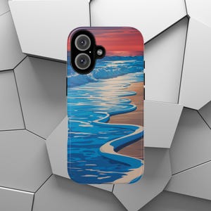 Artistic Summer Waves on Beach at Sunset Tough Phone Case | Phone Cover | Beach Vibes | Sunset | iPhone | Pixel | Samsung Galaxy