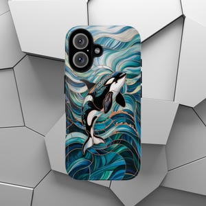 Stained Glass Orca Phone Case | Tough Phone Case | Marine | Killer Whale | Ocean Life | iPhone | Pixel | Samsung Galaxy