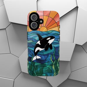 Stained Glass Orca Phone Case | Tough Phone Case | Marine | Killer Whale | Ocean Life | iPhone | Pixel | Samsung Galaxy