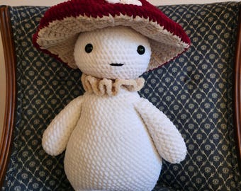 Handmade Crochet Large  Mushroom Plushie Stuffed Boy Girl