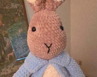Handmade Peter Rabbit crochet stuffed animal plushie collectable, Storybook Included