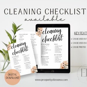 Cleaning Checklist, Digital Download, Chore Chart, Cleaning Business, GoodNotes, Print
