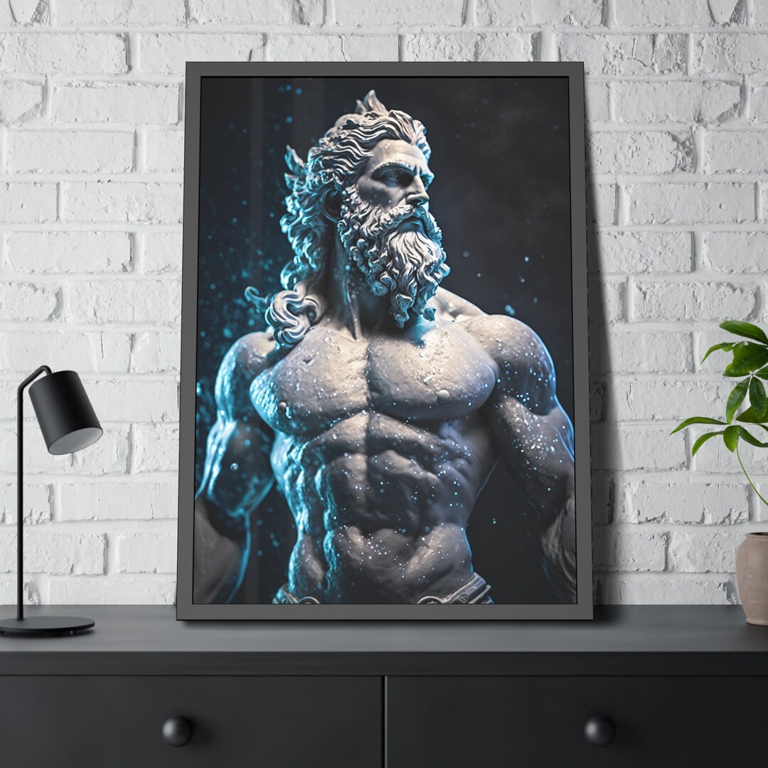 Greek Mythology Poseidon Statue Art Piece Greek God Wall Etsy