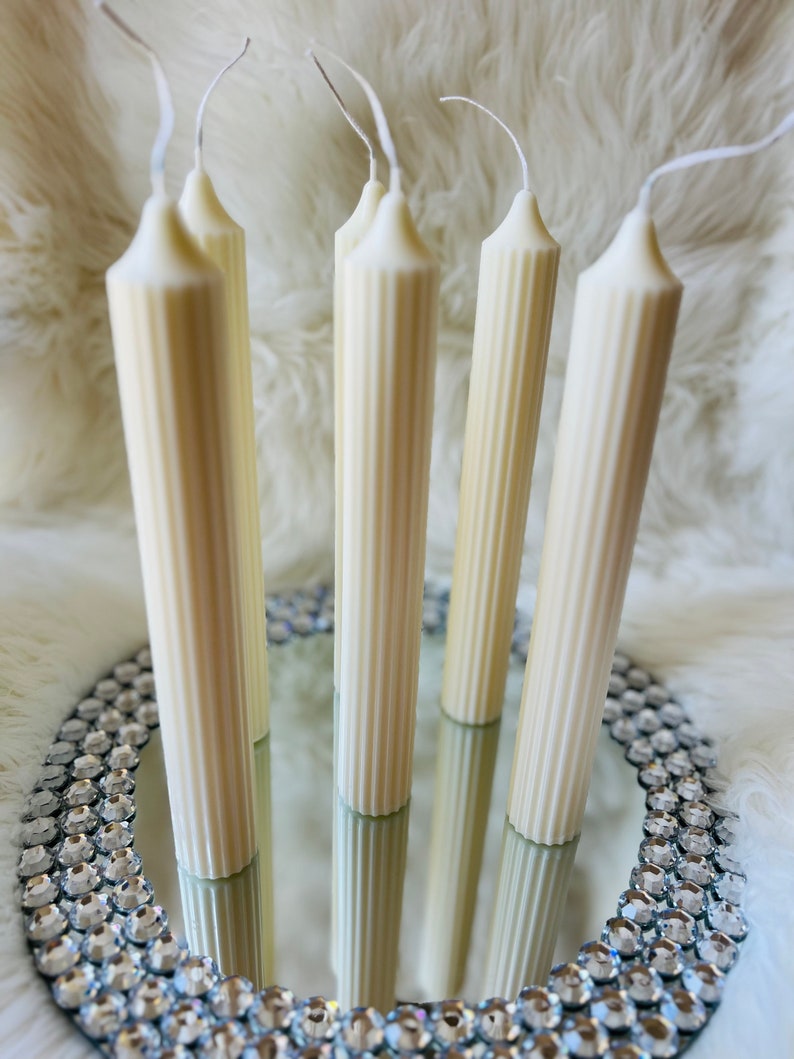 Ribbed Taper Candle Scented Unscented Soy Candle Gift for Wedding Decor