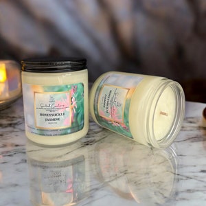 Honeysuckle Jasmine Soy Candle, 7 oz, Aromatherapy Candle