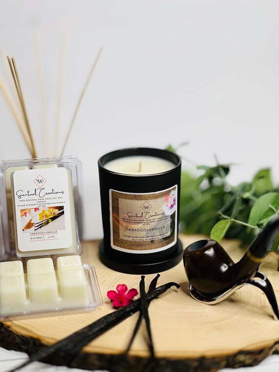 tobacco candle spiritual Tobacco + Vanilla Soy Candle: 8 Oz Hand Poured Vegan Candle