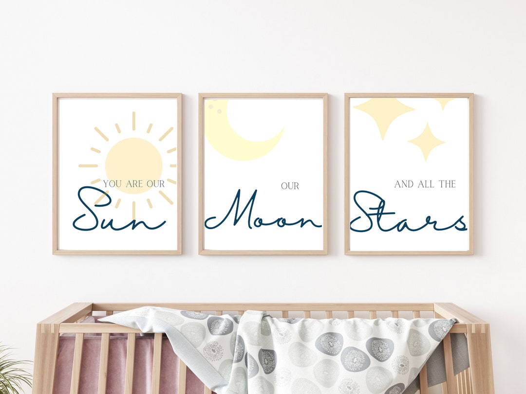 Nursery Sun and Moon Wall Art Stars Decor Printable Download Kids Room ...
