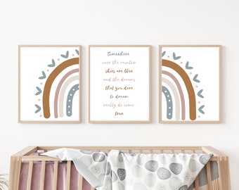Rainbow wall art rainbow nursery decor printable wall art boho digital download printable rainbow wall art kids wall art girl nursery print