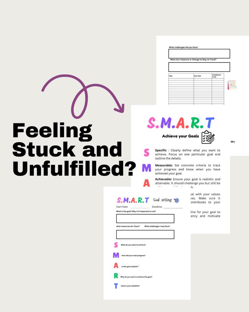 Smart Goals, Smart Goals Template, Smart Goals Worksheet, Goal Setting, Psychology, Dbt Therapy