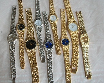 Vintage Gruen Women's Quartz Watch: Gold Plated Nugget Band, 6