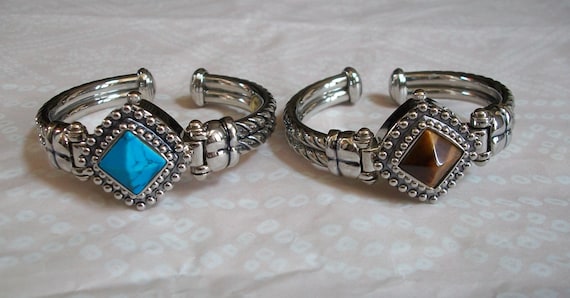 Women's Antique Look Casual Silver With Turquoise or Tiger