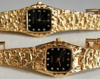 Geneva quartz online gold nugget watch