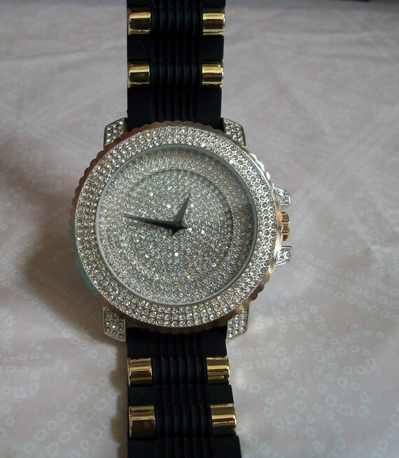Techno pave gold watch sale