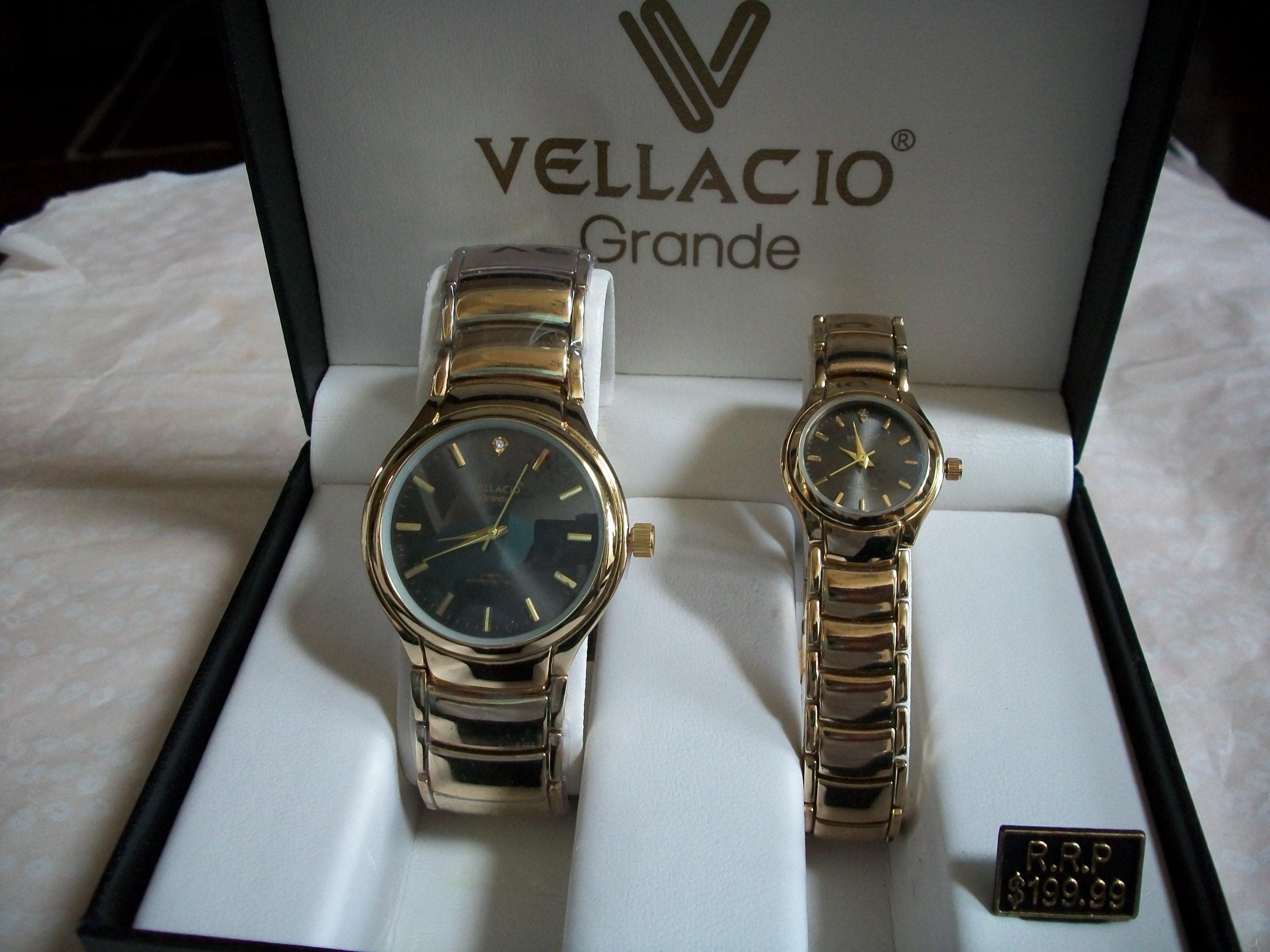 Vellacio His and Her Boxed Silver, Gold, Hematite Finish 