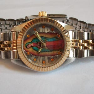 Gold Or Silver Finish Miykon Virgin Mary Guadalupe Religious Man Or Women Fashion Dress Up Watch image 15