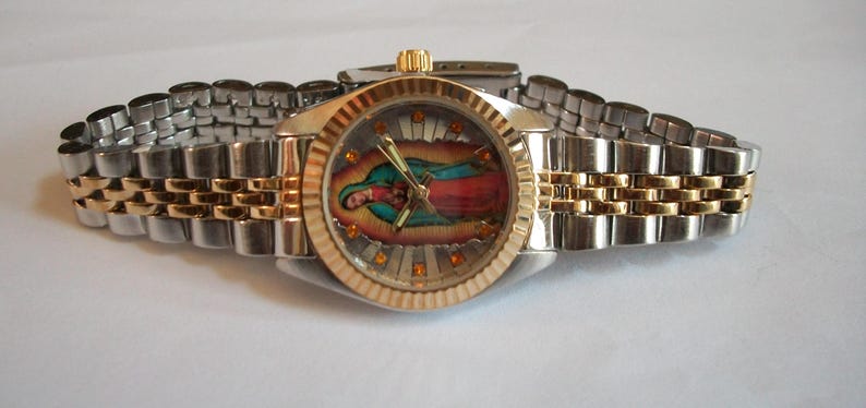 Gold Or Silver Finish Miykon Virgin Mary Guadalupe Religious Man Or Women Fashion Dress Up Watch image 15