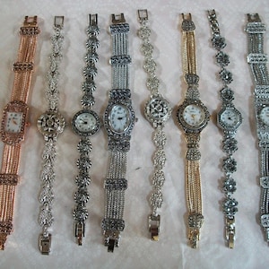 Heart And Other Marcasite Look Bracelet Watch: Women's Dressy Special Occasion Watch