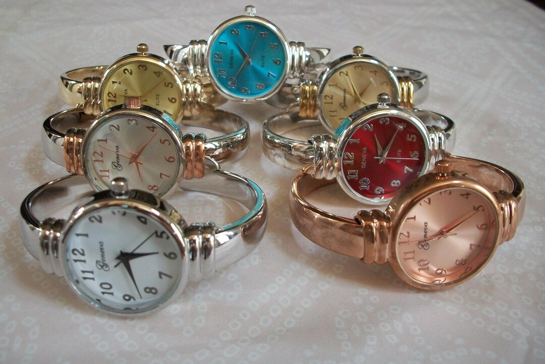 Blue, White, Rose Gold, Red, Gold Silver Number Dial Geneva