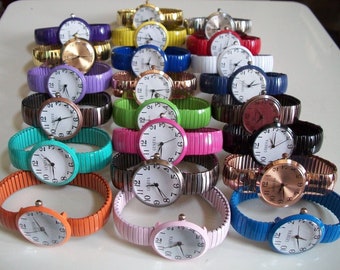 Women's Number Dial Candy Color Stretch Band Good For Nurse Fashion Wrist Watch