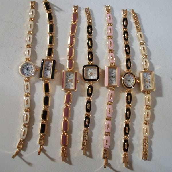 Women's Round, Square, Rectangle, Oval Beige, Black, Red, Pink, Lavender & Red Bracelet Fashion Party Wear Watch. Please read measurements