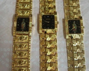 Men's Silver And Gold Finish Nugget Style Plain And VIRGIN MARY GUADALUPE Casual Fashion Watch