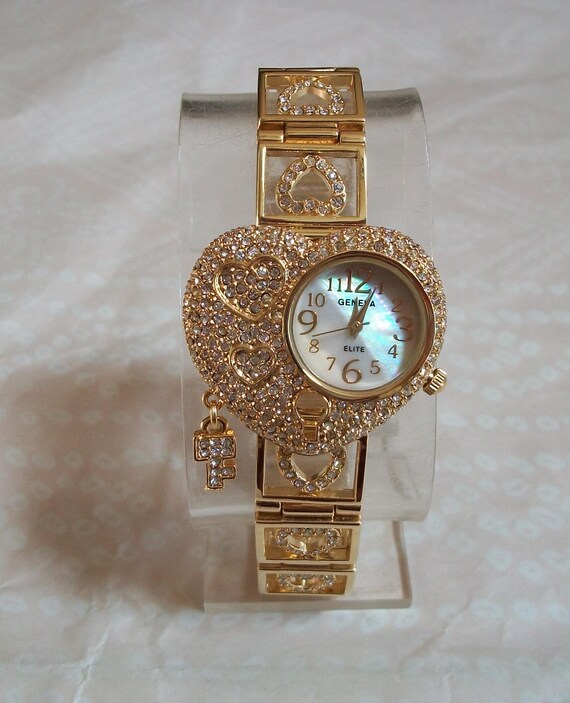 Geneva Gold and Silver Heart Women\'s Watch SILVER & GOLD FINISH HEART SHAPE FASHION | Mercari main image 2