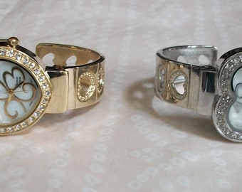 Women's heart fashion cuff bangle casual watch, Please read measurements in detail