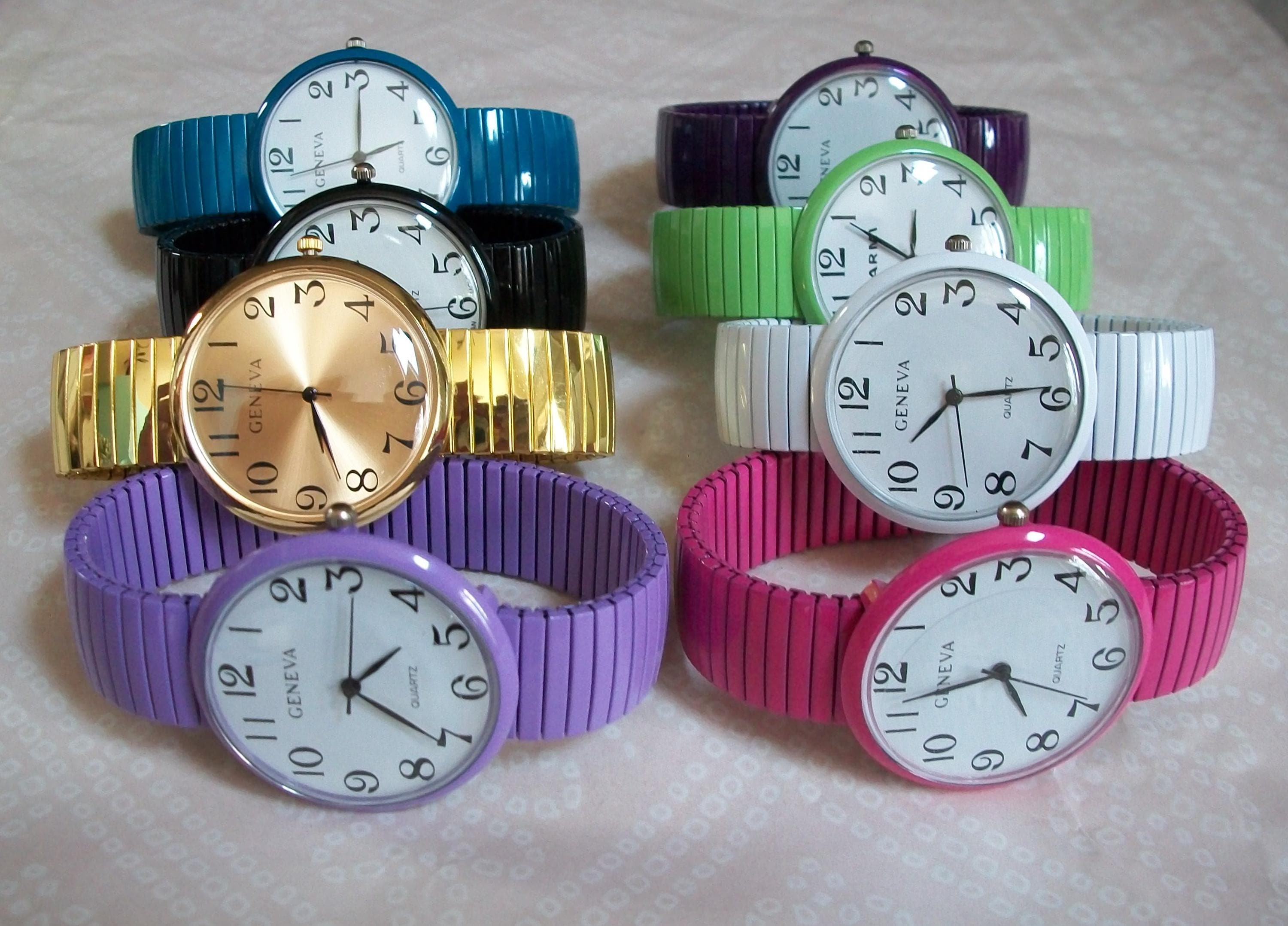 Stretch Band Watches With Floral Faces Elastic Strap Wrist Watch