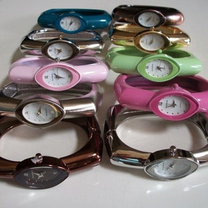 Women's candy colors metal band bangle fashion dressy/casual fun cuff watch