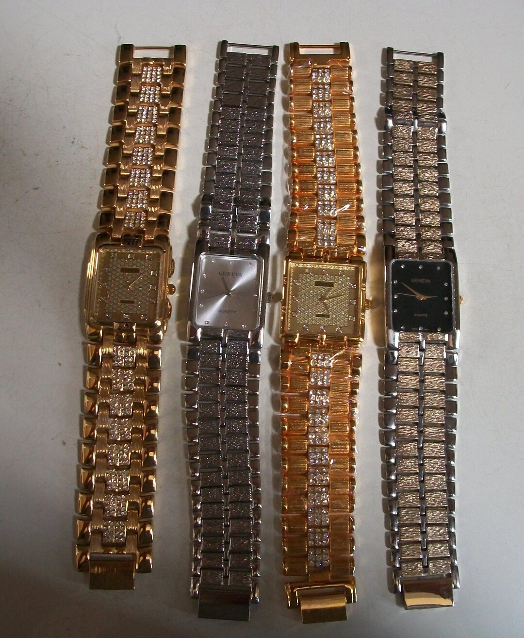 Silver and Gold Crystal-Embellished Watches lot of 5 stone quartz wrist watches Lot Of 5 Vintage Stone Quartz Cuff Wristwatches - Gold  main image 2