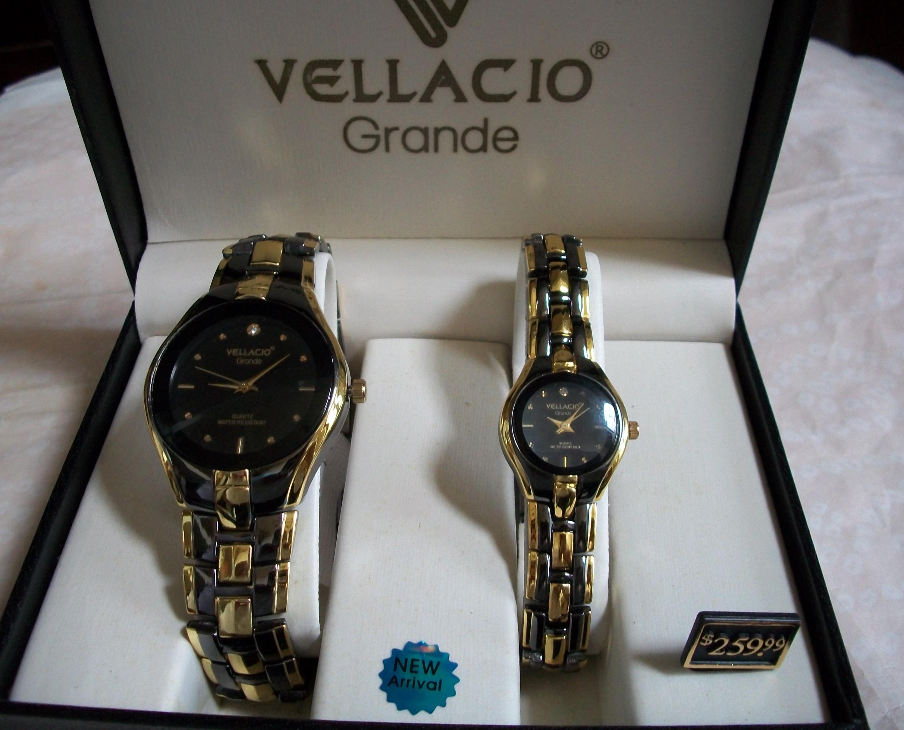 Vellacio His and Her Boxed Silver, Gold, Hematite Finish 