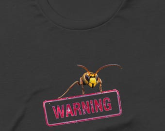 Warning Wasp Bold Graphic Tee Realistic Insect Statement T Shirt in Five Colors
