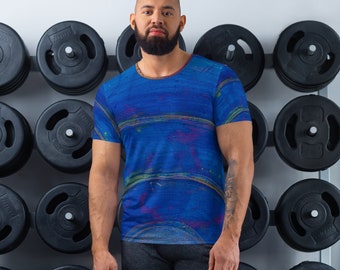 Exclusive Mens Multi Color Abstract Art All Over Print Colorful Boho T Shirt