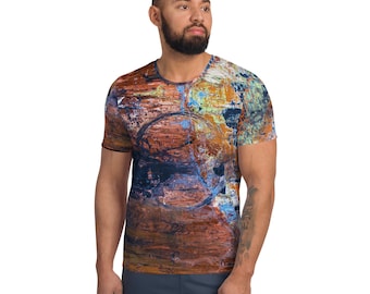 Men's All Over Print T-Shirt – Abstract Earthy Texture Art from Original Painting