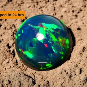 AAA grade opal - Ethiopian welo opal - loose black opal gemstone, opal round cabochon - October birthstone Top Grade Natural Opal Multi Fire