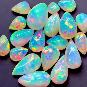 Pear Shape Ethiopian Welo Opal Cabochon Lot: Rainbow Gemstone Jewelry