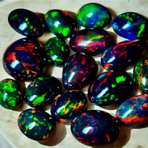 Ethiopian Black Opal Gemstone AAA++ Natural Top Quality Natural Multi Fire Opal Mix Shape Cabochon Lot Black Opal Real Opal Making Jewelry